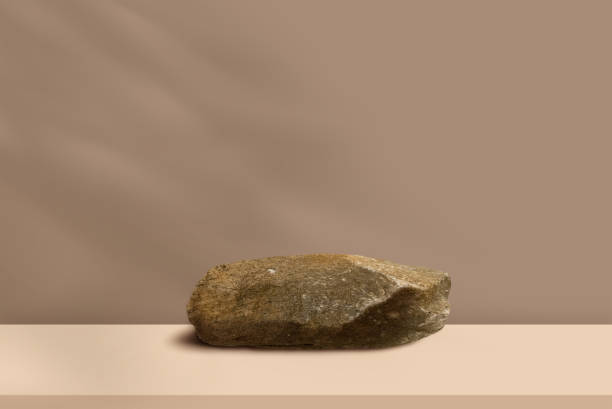 istock Autumn Background,Beige Studio Room with Stone Rock Podium Stand with Sunlight, Shadow on Floor,Empty Backdrop banner for product display, Fashion Branding concept,Fall season Banner 2163744077