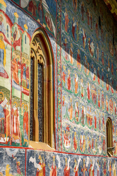 istock Vibrant Frescoes on Sucevia Monastery Wall 2163744418