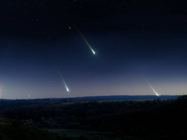 istock Beautiful view of shooting stars. 2163745104