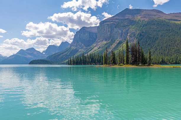 istock Maligne Lake with Rocky Mountains reflection, Jasper, Canada 2163746085