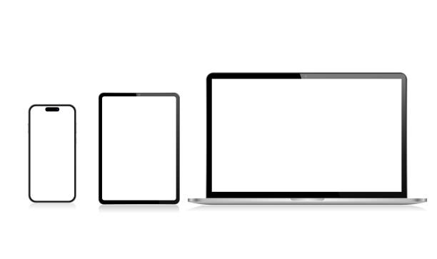 istock Realistic set of Vector Mockup Digital Tablet, Mobile Phone, Smart Phone, Laptop and Computer Monitor. UI / UX design. Vector illustration, modern digital devise, digital template. Stock illustration. EPS 10. 2163746278