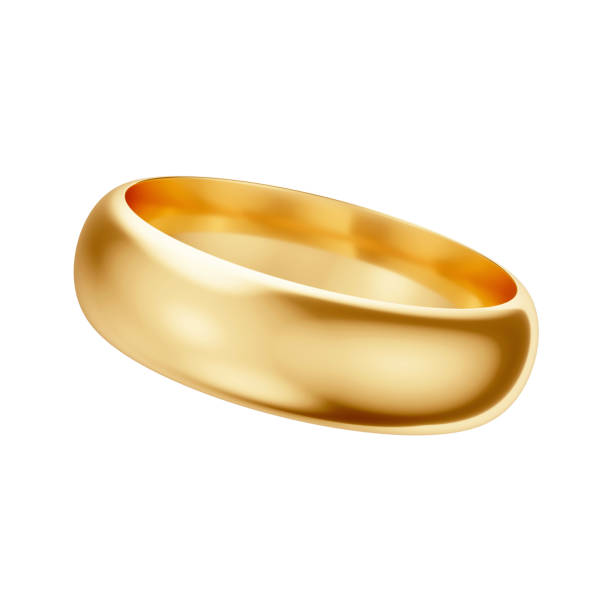 istock 3D Golden Engagement or Wedding Ring with Isolated White Background 2163752842