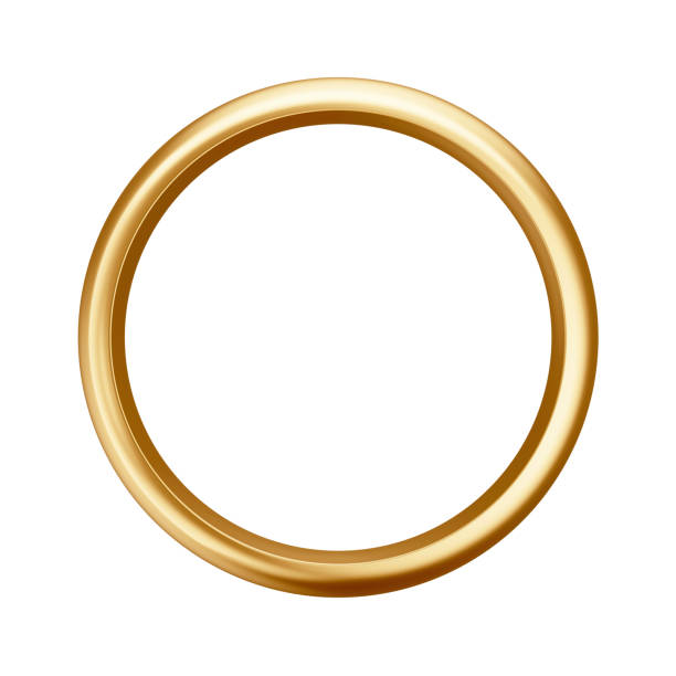istock 3D Golden Engagement or Wedding Ring with Isolated White Background 2163752905