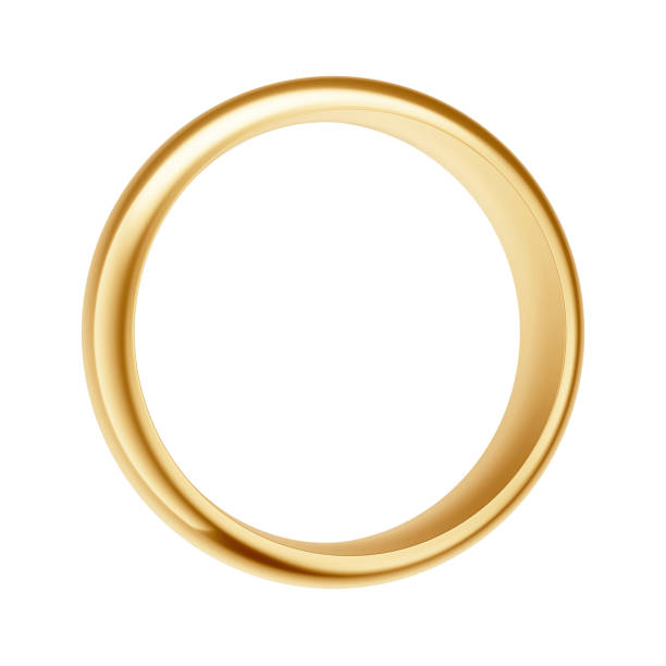 istock 3D Golden Engagement or Wedding Ring with Isolated White Background 2163752906