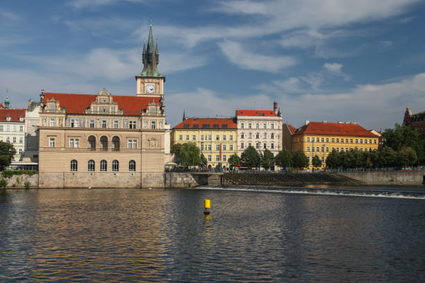 Prague Charles Bridge over Vltava river in Old Town