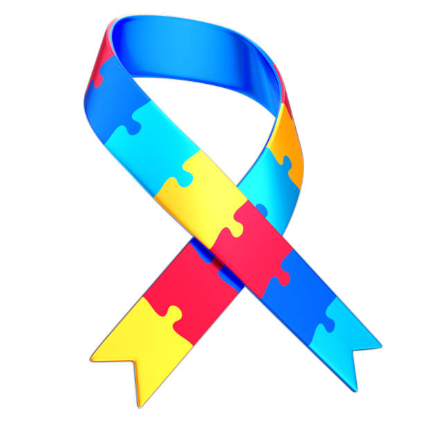 istock 3D Puzzle Pattern Ribbon for Autism Awareness Campaign with Isolated White Background 2163760664
