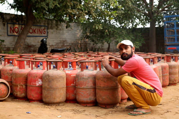 istock worker portrait at LPG gas cylinder factory! 2163764340
