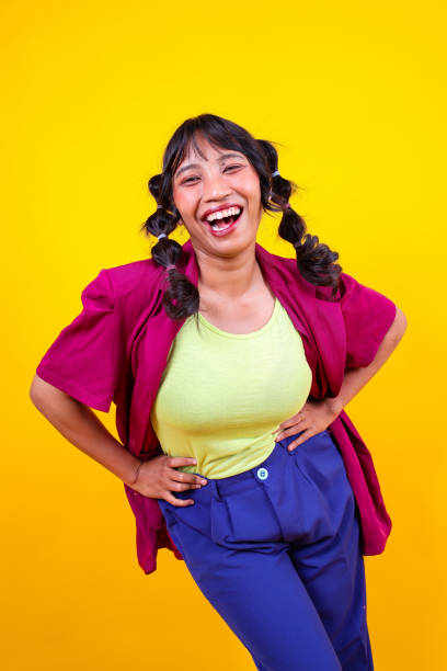 Confident Young Asian Woman Wearing Vibrant Color Fashion