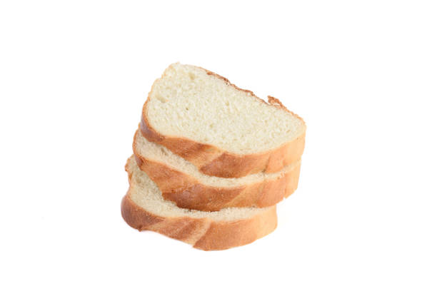 istock Three slices of white bread isolated on white background. 2163768722