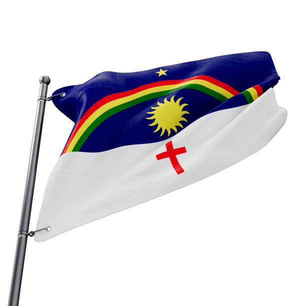 istock 3D Flag of Pernambuco on Waving Mast with Isolated White Background 2163780763