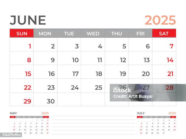 Template Kalender 2025 Halaman Juni 2025 Kalender Meja Tahun 2025