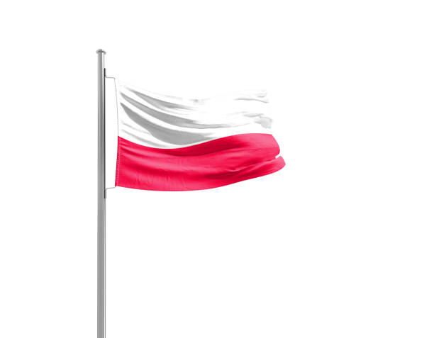istock Poland national flag waving isolated on white background with clipping path. 2163798179