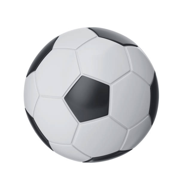 istock 3D Black and White Soccer Ball with Isolated White Background 2163799350