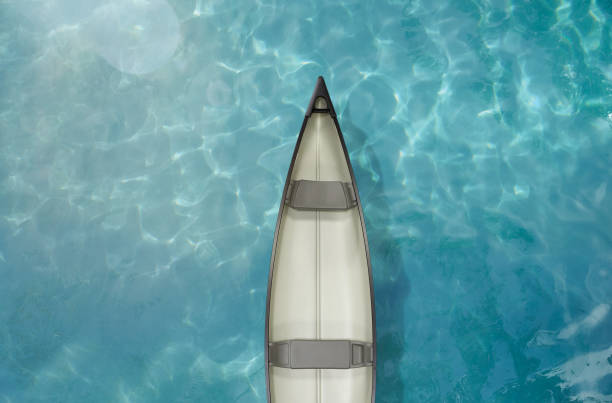 Top view of a canoe in a water