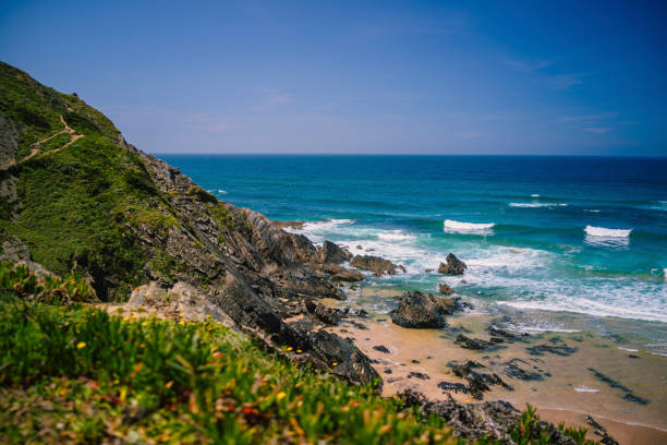 istock Aerial view of rugged coastline and Atlantic 2163820141