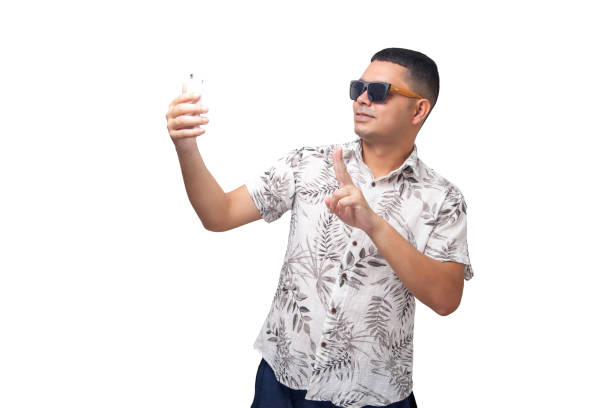 istock Man on vacation with sunglasses and smartphone. 2163829517