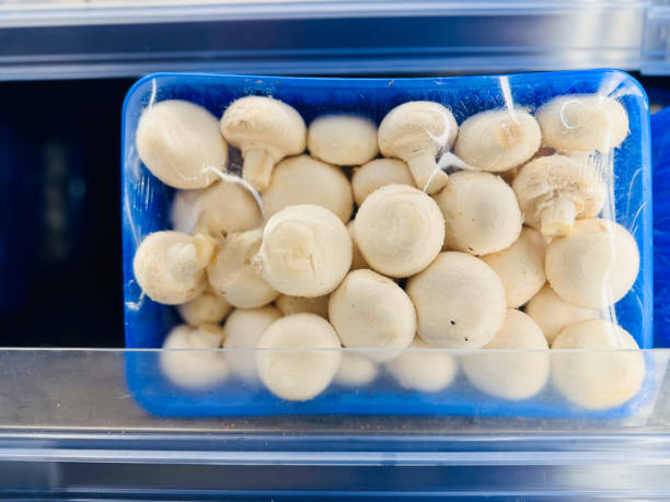 istock Packed Mushrooms in Trays 2163833087