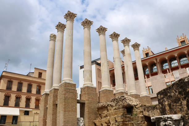 Cordoba, Spain - May 10th 2018: Ancient Roman temple ruins in Cordoba historic center