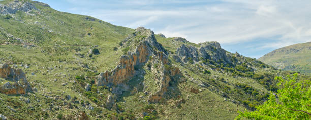 Mountain and cliffs inland in Crete, Greece