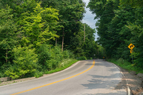 Hamilton, Ontario - Rural Road with Turn Sign