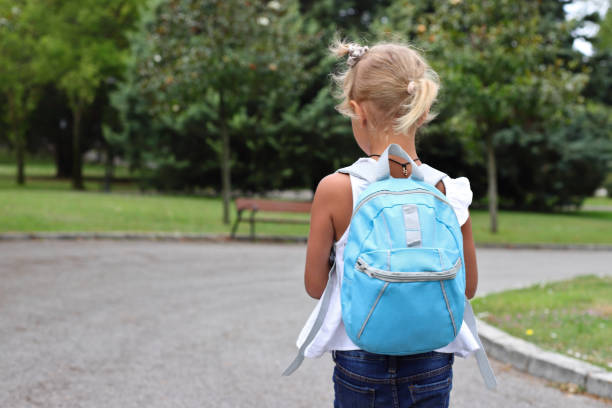 istock Girl kid going to school, come back to school concept 2163847551