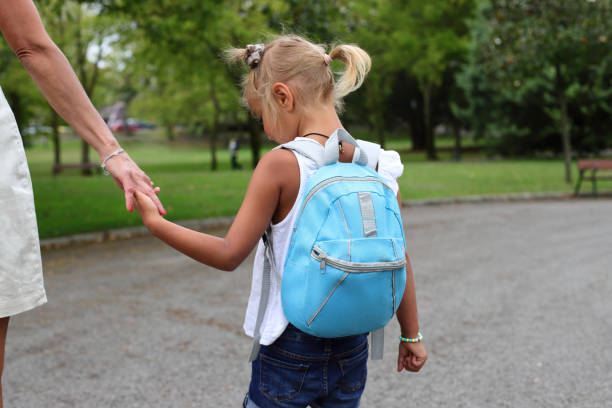 istock Girl kid going to school, come back to school concept 2163847593