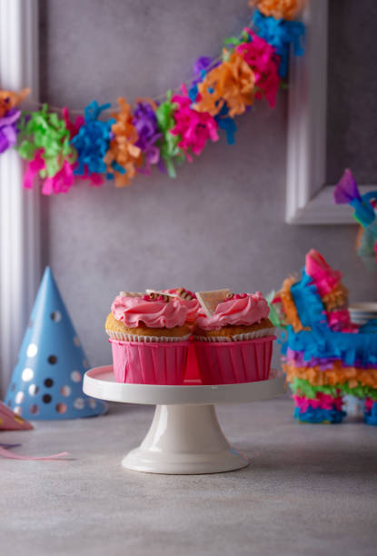 istock Birthday party concept with cupcake 2163850158
