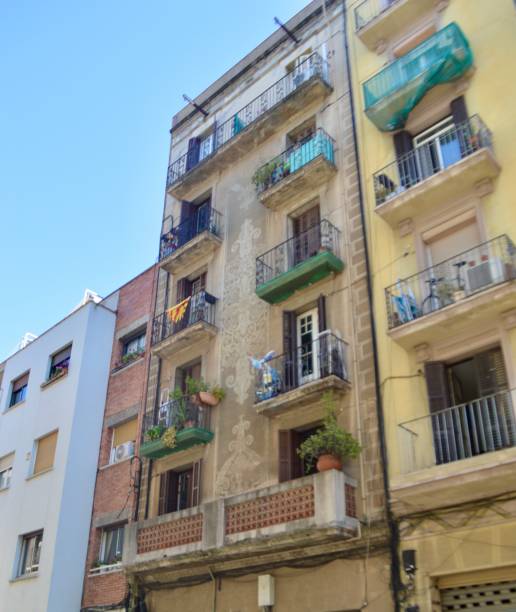 istock Facades of buildings in Poble Sec 2163856088