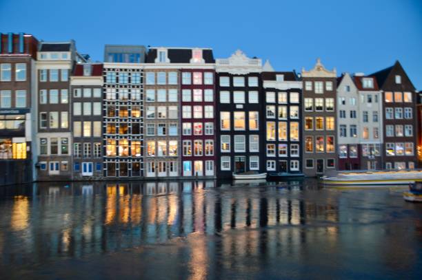 istock Buildings reflections on canal at Amsterdam 2163856122