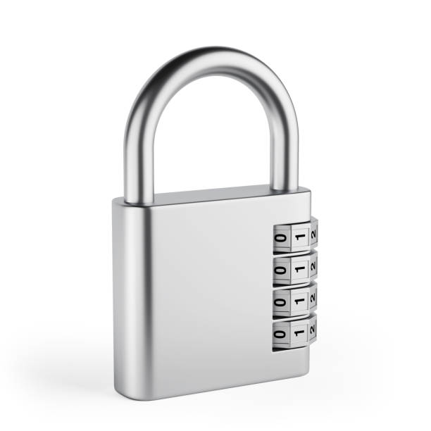 istock Locked Steel Combination Padlock Closeup. 3d Rendering 2163859541