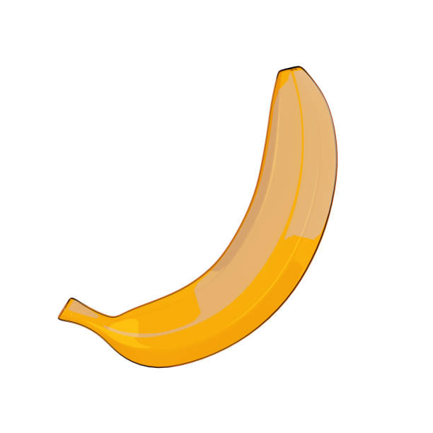Yellow Transparent Glass Banana Fruit on a white background. 3d Rendering