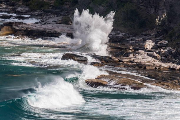 Waves and the sea at Whale Beach in the Northern Beaches region of Sydney, NSW, Australia.