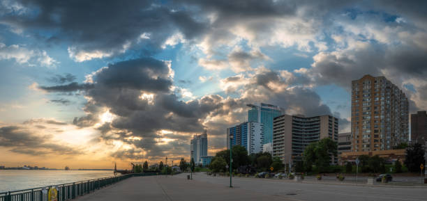 The Windsor, Ontario waterfront at dawn.