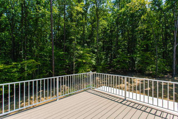 istock Sunny Deck With Forest View Offers Serene Escape For Homeowners Seeking Tranquility. 2163860720