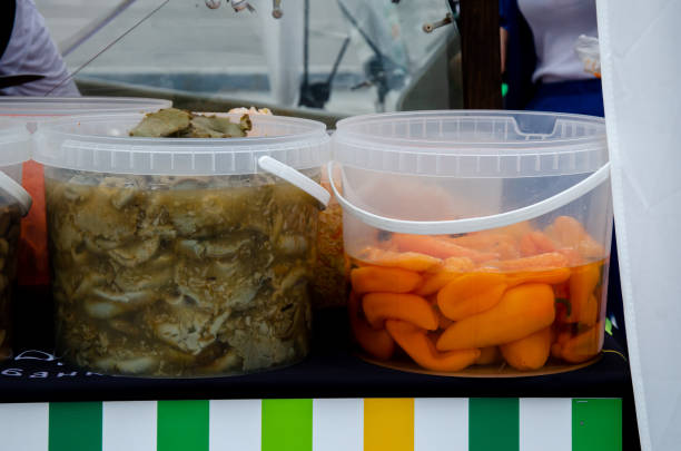 Fresh pickles in jars for sale