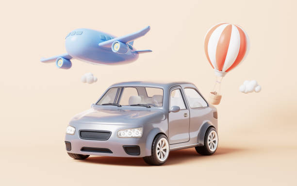 istock Car and travel with cartoon style, 3d rendering. 2163863157