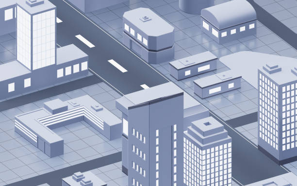 istock Blue city building with cartoon style, 3d rendering. 2163863220