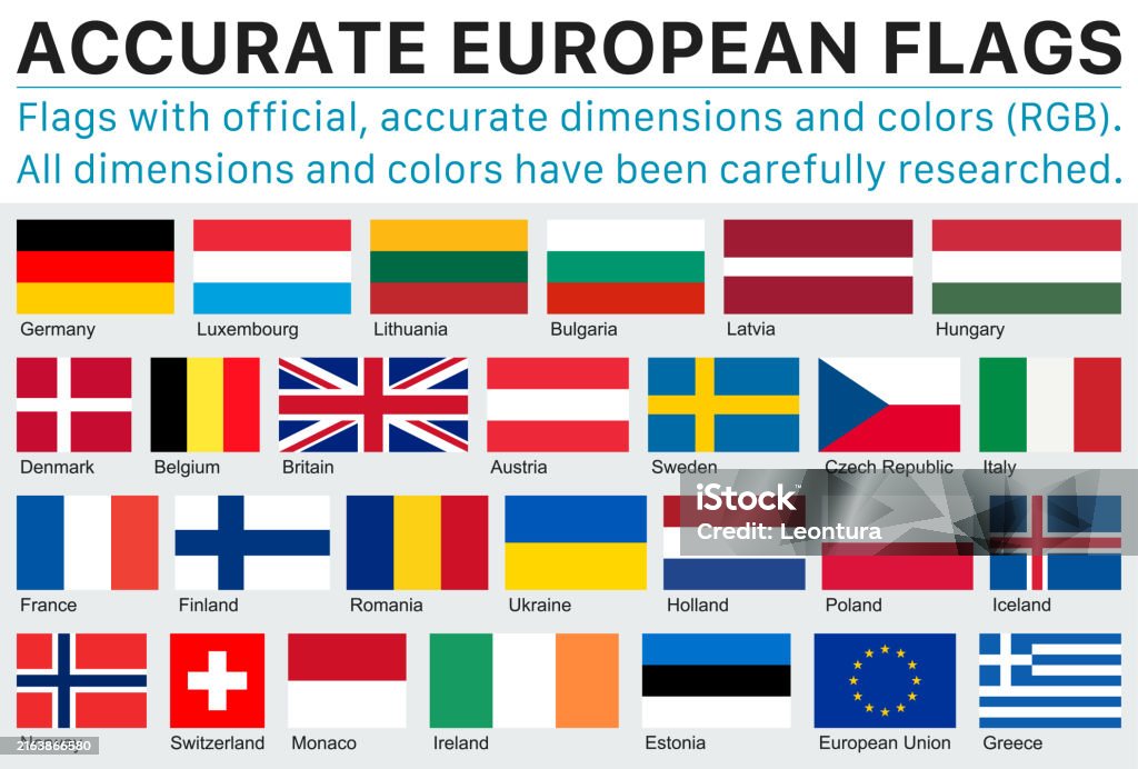 European Color Code Accurate European Flags In Official Rgb Colors And Official ...