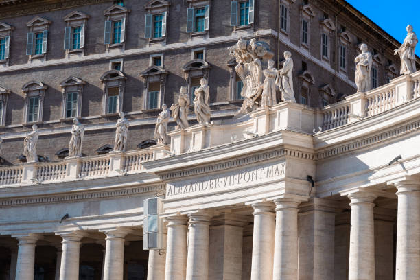 Vatican City, Vatican - September 16 2022: Bernini Colonnade at St. Peters Square in Vatican