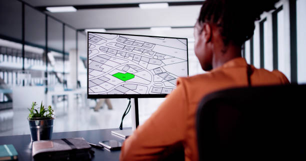 istock City Building Cadastre Map On Laptop Screen 2163868511