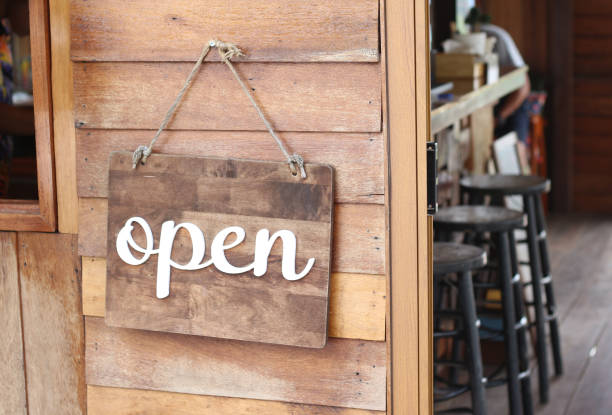 Open sign at a coffee shop