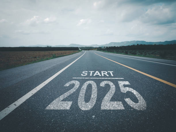 istock Start 2025 on the asphalt road 2163882708