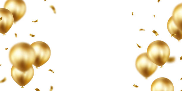 istock Beautiful golden balloon background for festive decoration. Vector illustration. 2163885876