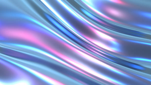 istock Iridescent chrome wavy gradient cloth fabric abstract background, ultraviolet holographic foil texture, liquid surface, ripples, metallic reflection. 2163889018