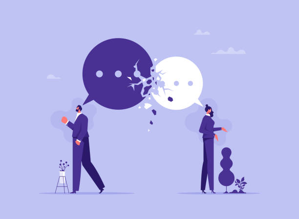 ilustraciones, imágenes clip art, dibujos animados e iconos de stock de fallo en la comunicación o concepto de ruptura de la comunicación - adversidad