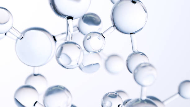 istock molecules or atoms, molecular structure, biochemical. chemical formula, fluid flow. Water Liquid Bubbles, atoms floating, skin care Cosmetics, Vitamin, pharmaceutical beauty medical concept, 3d render 2163898507