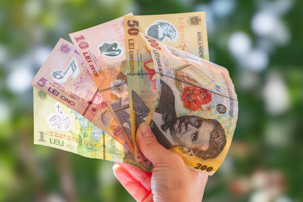 istock Fan of Romanian Lei banknotes in hand 2163900472