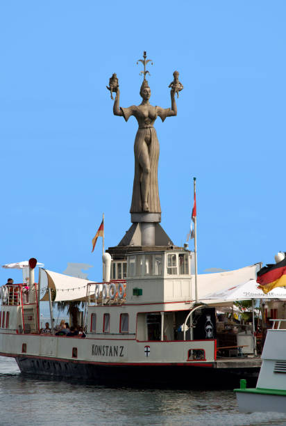 Harbor of Konstanz with the Imperia statue as a landmark of the city on Lake Constance - Germany.