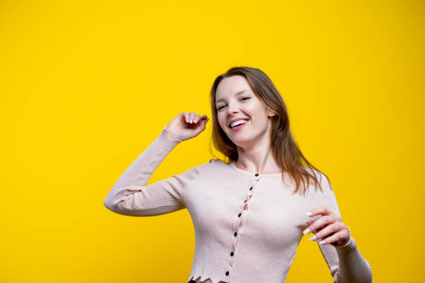 istock Portrait of satisfied woman with empty space for text. 2163904822