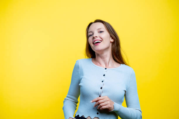 istock Portrait of satisfied woman with empty space for text. 2163904883